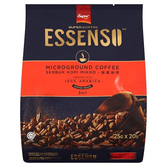 Cà phê hòa tan 3 in 1 Super Essenso Microground Coffee 3 in 1 Coffee Beans 20 x 25g (500g)