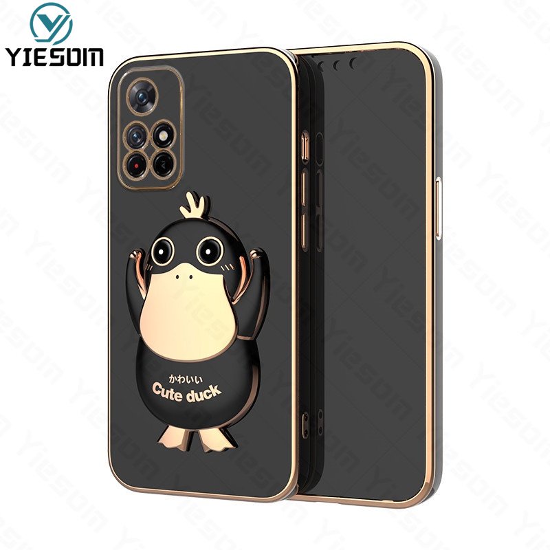 Ốp Điện Thoại Silicon Dẻo Kèm Giá Đỡ Hình Chú Vịt Dễ Thương Cho Xiaomi Redmi Note 11 10 Pro 11S 10S 4G 5G 9S 9 Pro