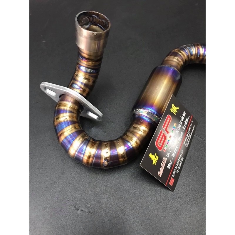 Cổ pô titan BẦU XOĂN gắn xe số sirius future led wave zx dream