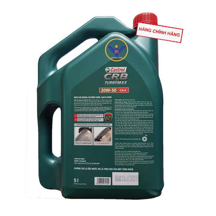 Dầu nhớt ô tô Castrol CRB Turbomax 20W-50 can 5L API CH-4