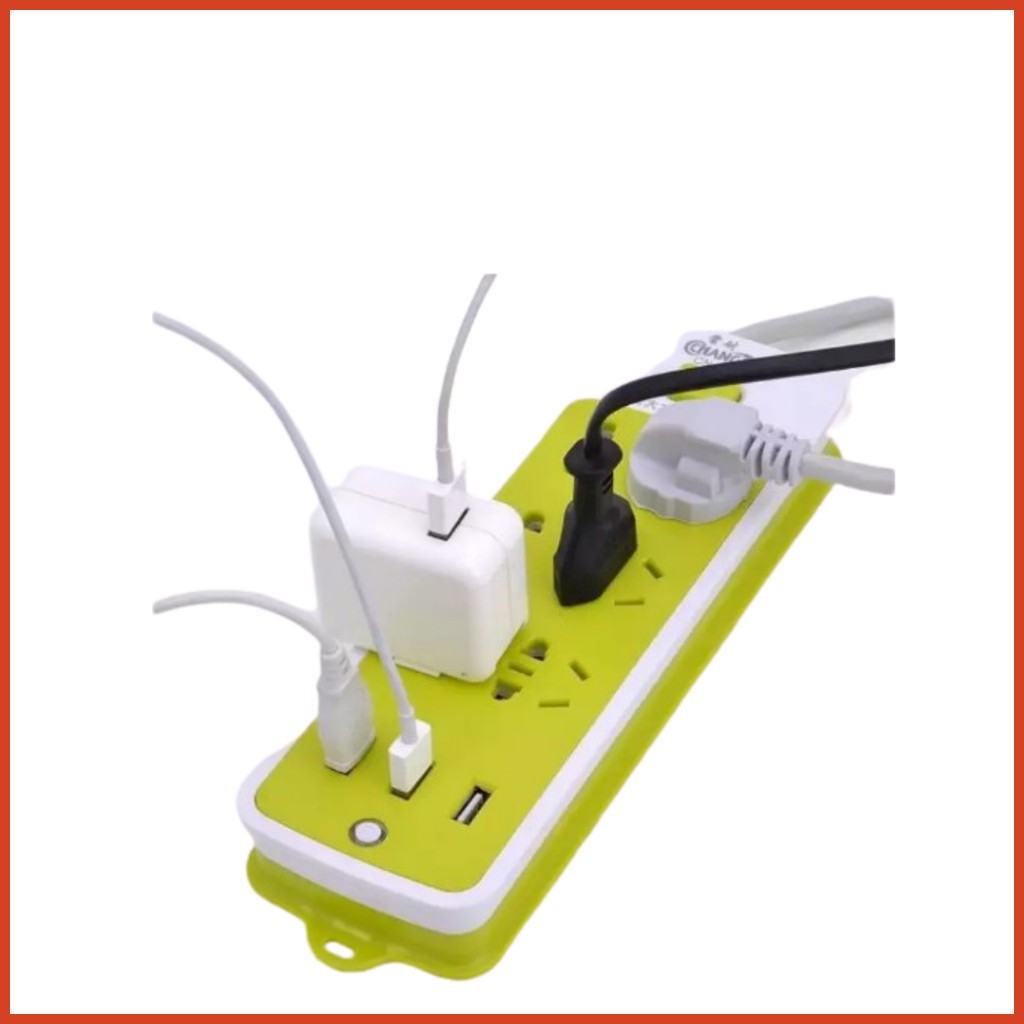 Ổ Điện Xanh Đa Năng Chống Giật 6 Lỗ, 3 Cổng USB, Đa Năng Tiện Dụng 5.0