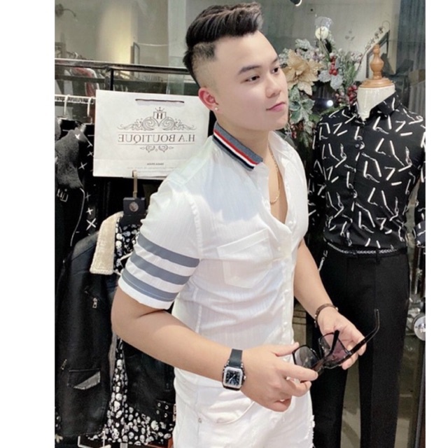 ÁO SƠ MI NAM NGẮN TAY VIỀN CÁNH TAY SIÊU HOT VS05 N&CSHOP | BigBuy360 - bigbuy360.vn