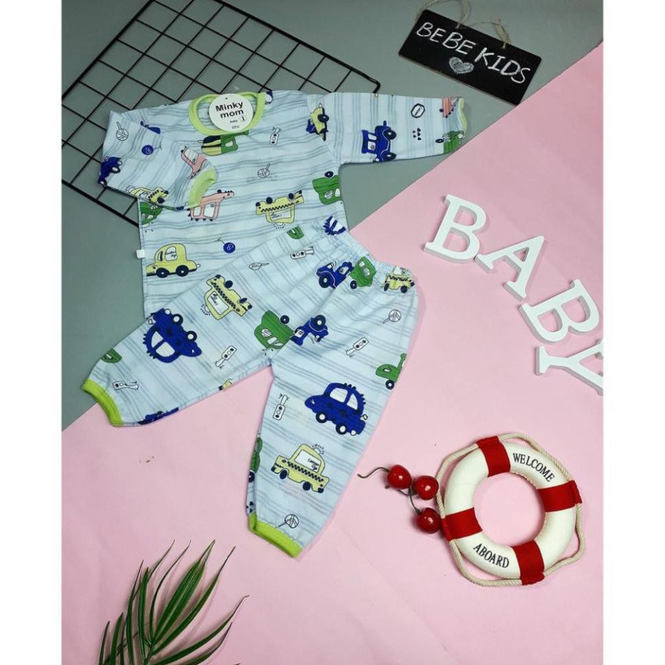 Bộ dài tay Cotton Giấy Thái mặc nằm điều hoà cho bé trai bé gái hàng Việt Nam chất lượng cao