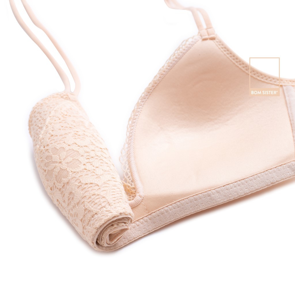 Áo lót mút mỏng chất ren không gọng thoải mái màu trơn nâng ngực tự nhiên BOM SISTER A1230 | BigBuy360 - bigbuy360.vn
