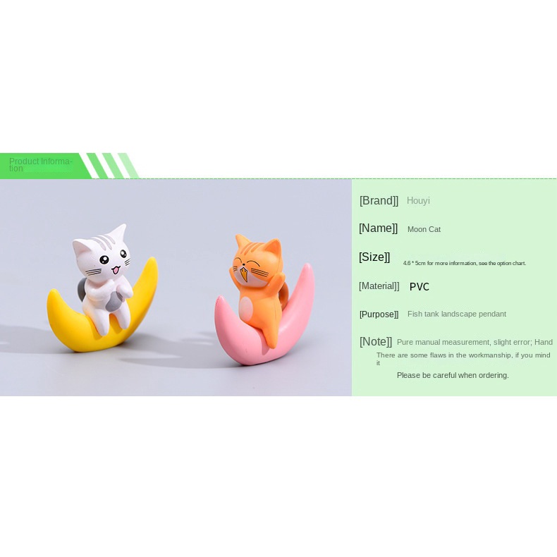 Dây Treo Trang Trí Bể Cá Hình Mèo Và Mặt Trăng Màu Bột Trắng