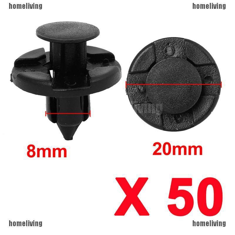 Set 50 Đinh Tán Nhựa 8mm Màu Đen Cho Xe Hơi