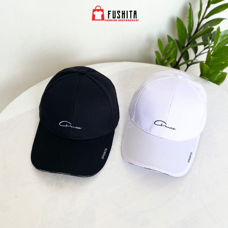 Mũ lưỡi trai Đen cá tính Trắng trẻ trung phong cách unisex Nón kết cotton nam nữ thời trang