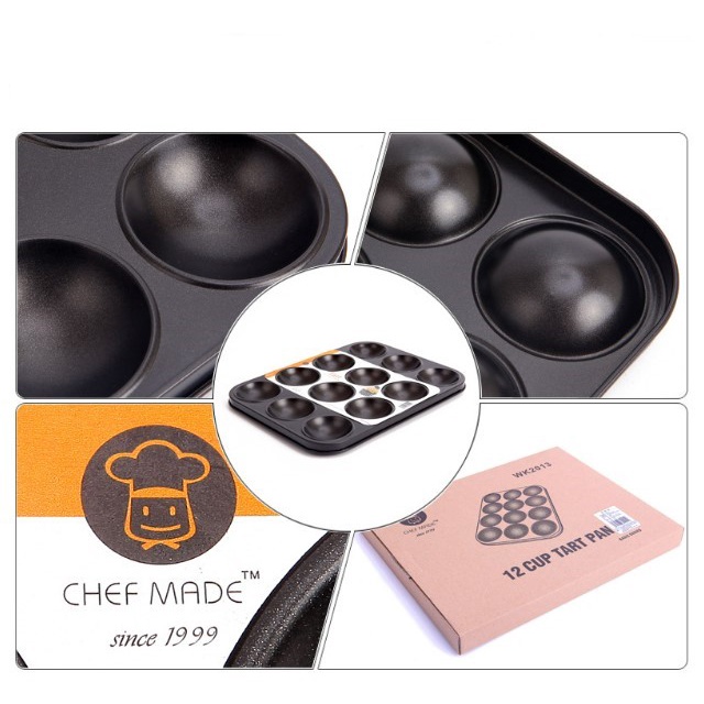 Khuôn bánh tart tròn chống dính 12 ô chefmade