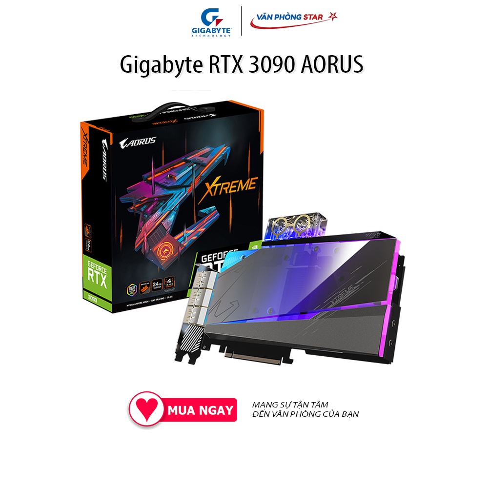 Card màn hình Gigabyte RTX 3090 AORUS XTREME WATERFORCE WB 24Gb Số nhân Cuda 10496 Xung nhịp tối đa 1785 Mhz