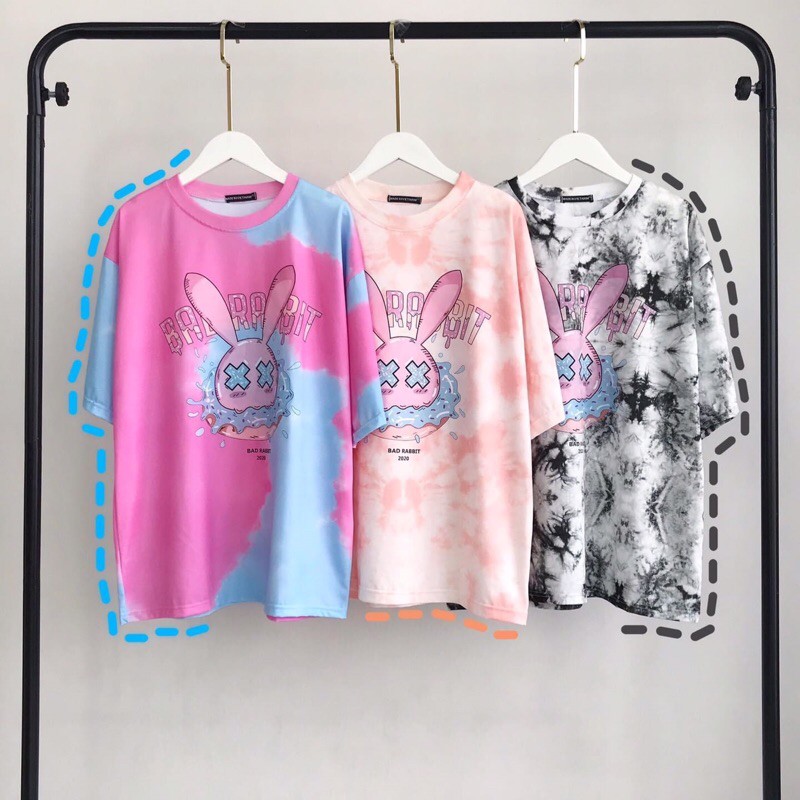 (ẢNH THẬT) Overtee 3D Loang BAD RABIT Tay Lửng Unisex