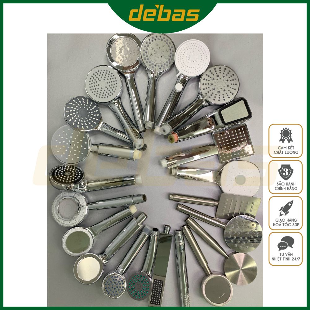 Vòi sen tắm cao cấp inox 304 bát sen nhà tắm tăng áp massage nhựa abs mạ crom nóng lạnh Debas
