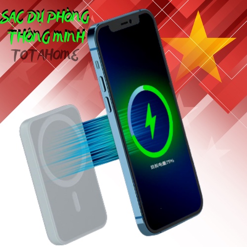 Sạc dự phòng không dây IP từ tính, sạc nhanh pin 5000mAh, công suất 20W nhỏ gọn, tiện lợi