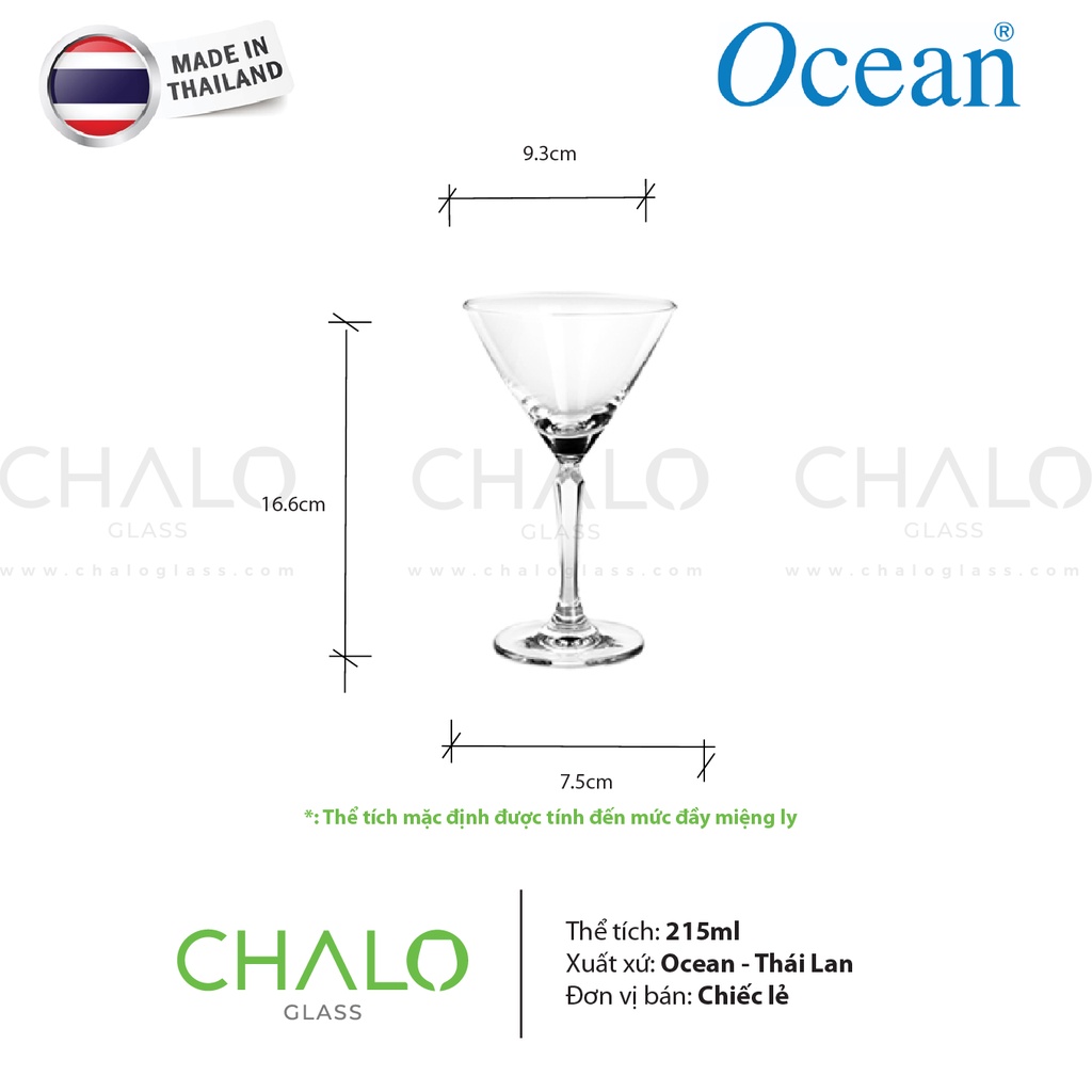 Ly cocktail thủy tinh Ocean Connexion Martini &amp; Coupe 215ml - 1527C07 - 1527S07 (Chính hãng, Made in Thailand)