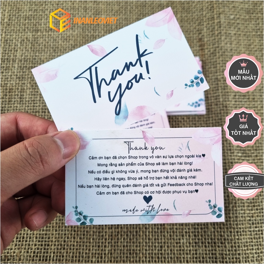 Thiệp cảm ơn khách hàng card visit name card họa tiết giá rẻ đẹp giấy C300 cán mờ cứng sang trọng ms a04