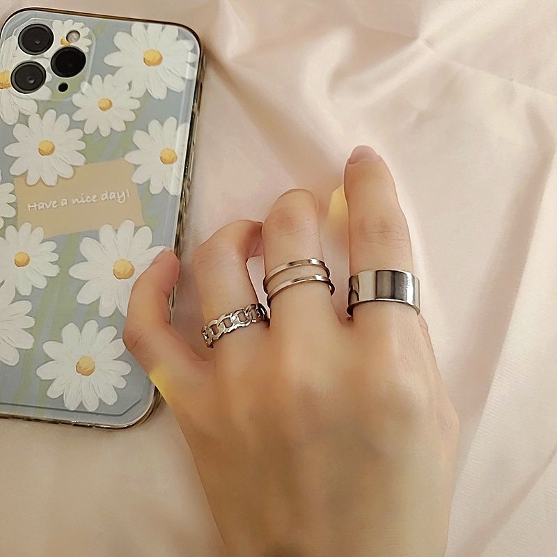 Bộ Ba Nhẫn Thiết Kế Đơn Giản Thời Trang Cá Tính