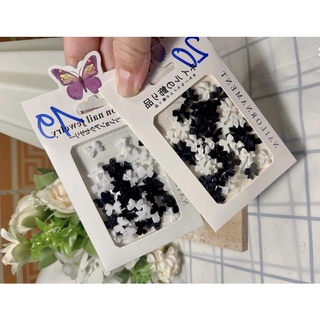 Sét charm nơ đen trắng ,charm nail gắn móng