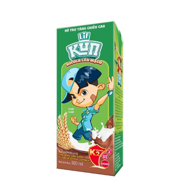 Lốc 4 Hộp 180ml Sữa Kun Sôcôla Lúa Mạch