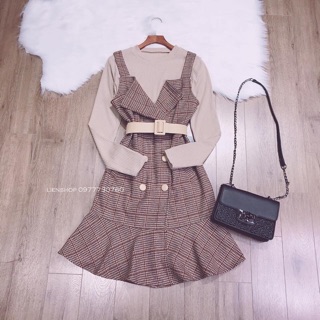 Set áo yếm kẻ