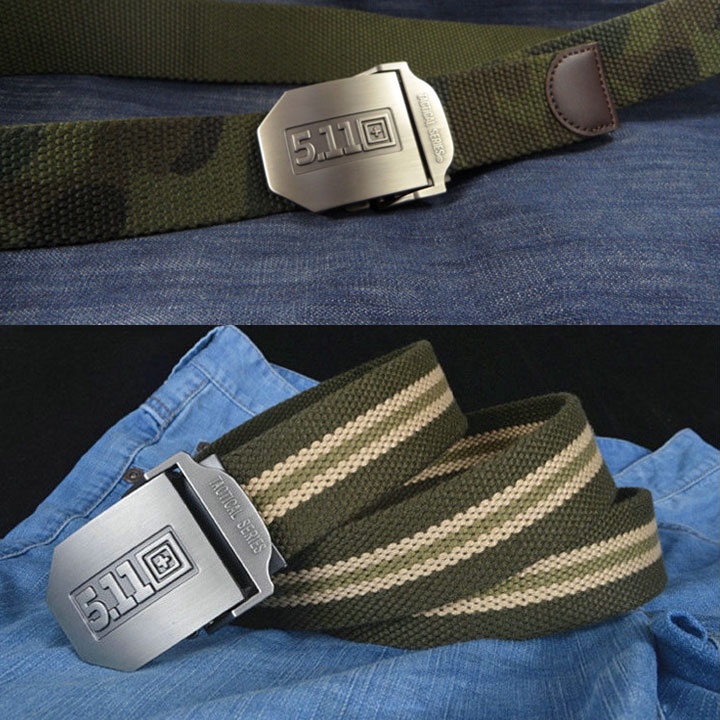 Dây Thắt Lưng Vải Canvas, Dây Vải Dù Dệt Từ Sợi Bông Thiên Nhiên Mặt Khóa Hợp Kim Thép Không Ghỉ