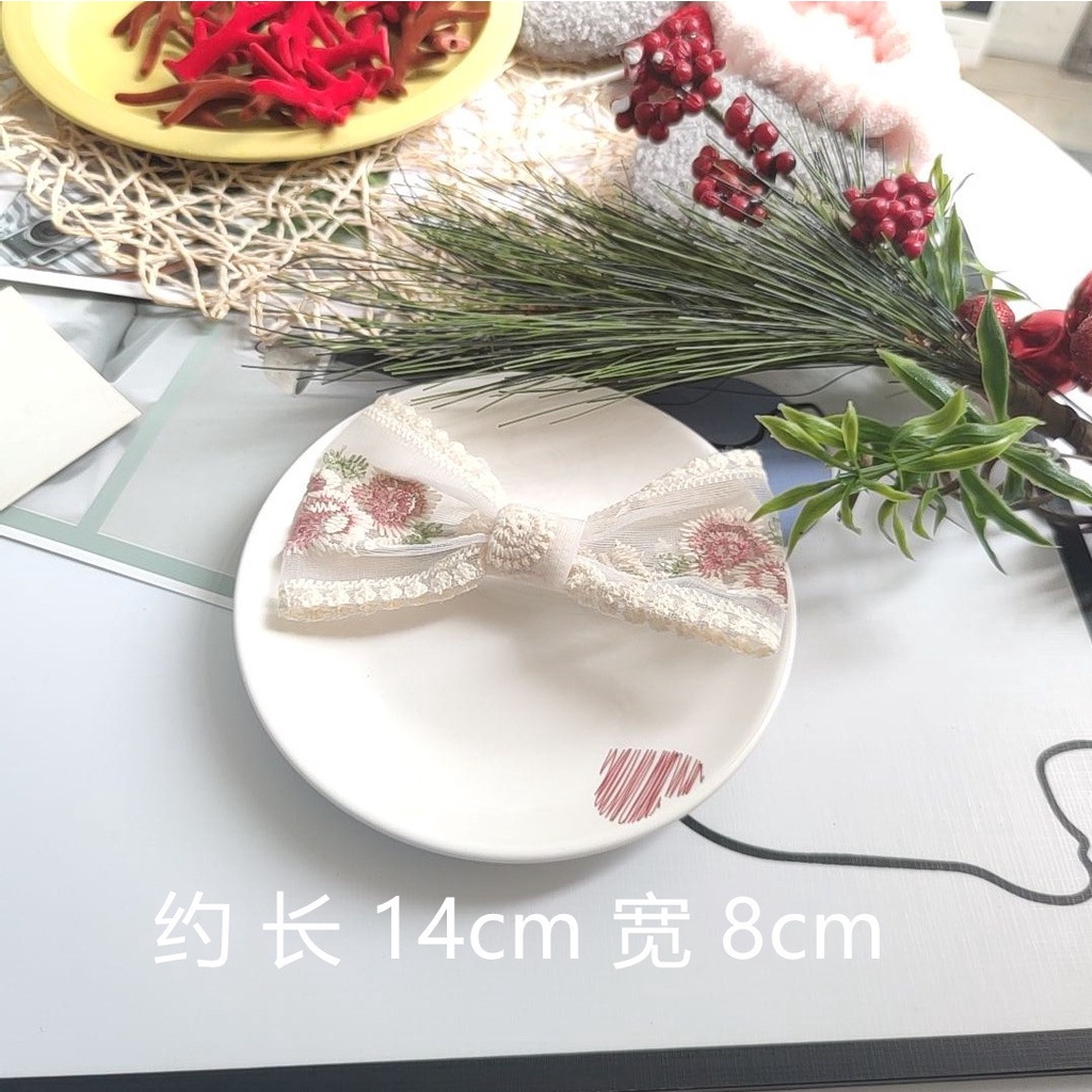 Kẹp Tóc Nơ Ren Thêu Họa Tiết 2022