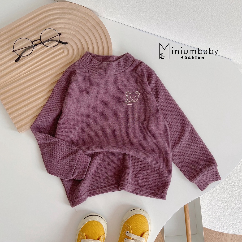 Áo len dài tay thu đông tổ ong cho bé gái chất 100% cotton cao cấp, quần áo trẻ em MiniumBaby-A1113