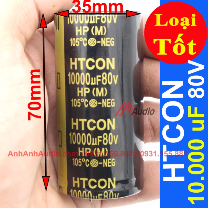 [Mã ELHACE giảm 4% đơn 300K] Tụ Lọc Nguồn HTCON 10000 uF 80V hàng xịn - Giá 1 Cái kích thước 35x70