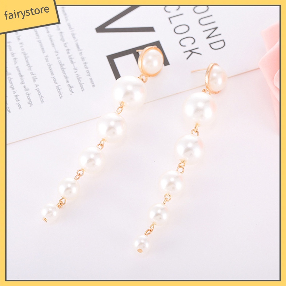 Khuyên Tai Dáng Dài Đính Hạt Ngọc Trai Nhân Tạo Thời Trang