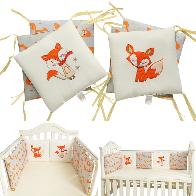 Set 6 Gối Nệm Cotton Mềm Mại Bảo Vệ Cũi Em Bé Sơ Sinh