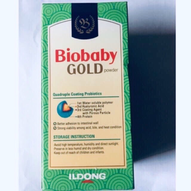 Biobaby Gold powder - men bổ sung lợi khuẩn, kẽm và hỗn hợp vitamin, giúp cân bằng hệ vi khuẩn đường ruột...)