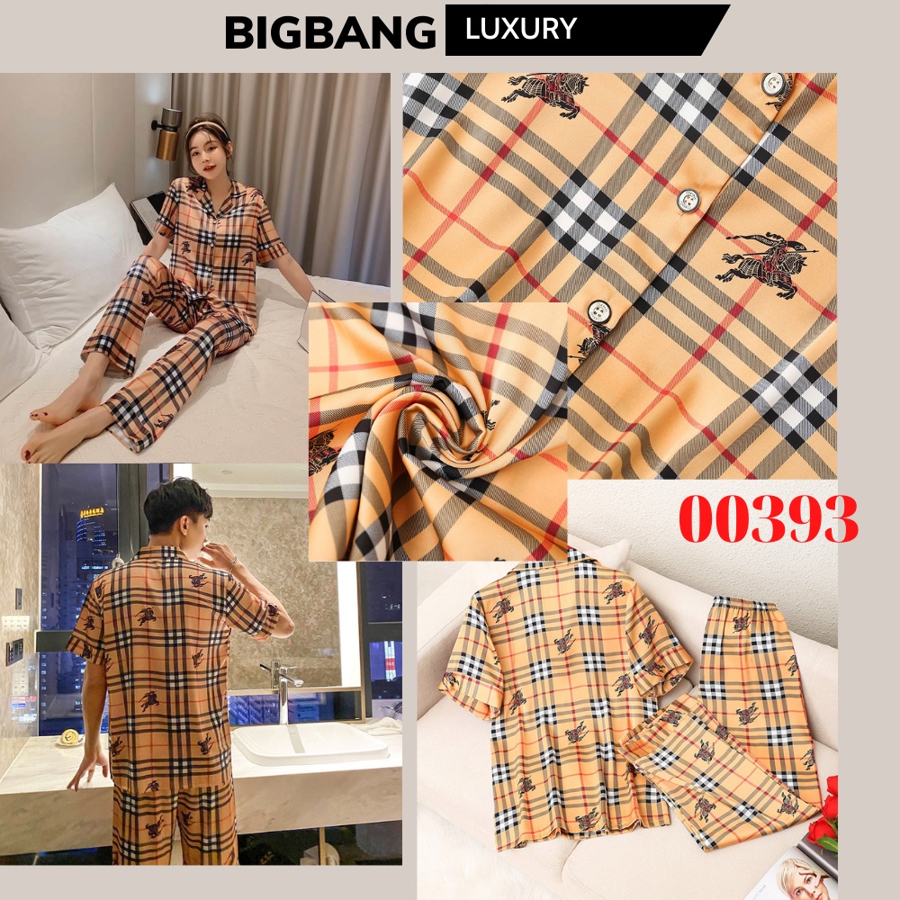 Đồ Bộ Pyjama Áo cộc Quần dài Cao Cấp Bigbang Luxury Dành Cho Nam Và Nữ Chất Lụa Siêu Mát Đồ Ngủ Đôi Lụa Cao Cấp