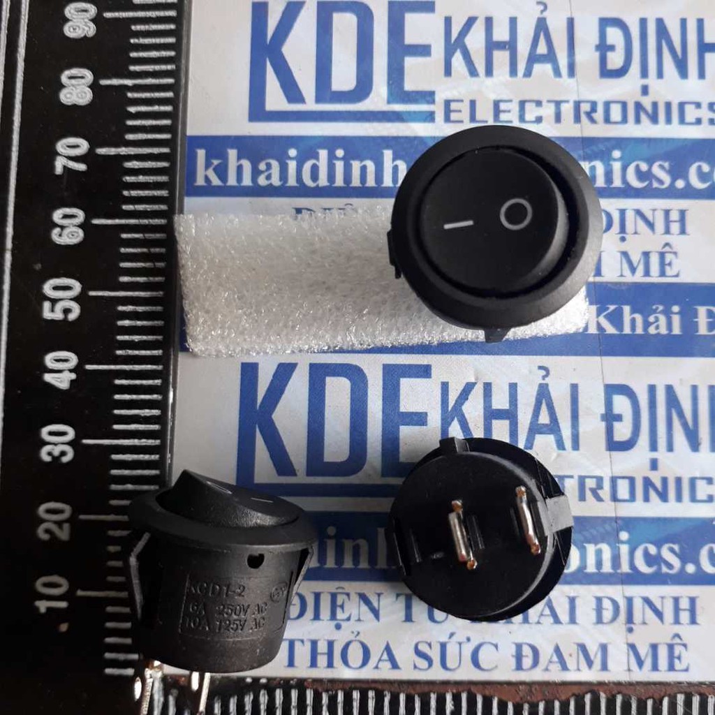 10 cái CÔNG TẮC BẬP BÊNH KCD1-105 TRÒN, ĐEN 2 CHÂN 2 TRẠNG THÁI LỖ 22MM 6A250V kde1954