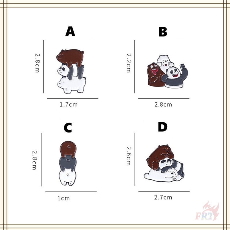 ★ Ghim Cài Áo Hình we bare bears - ice bear / grizzly / panda ★ 1 Huy Hiệu Gài Áo Hình Nhân Vật Hoạt Hình doodle
