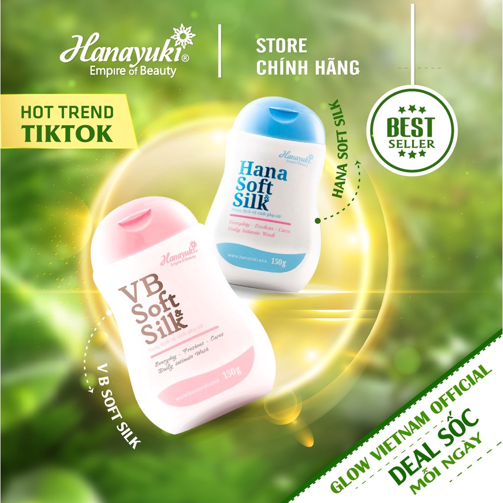 Dung dịch vệ sinh phụ nữ hana soft silk chính hãng Hanayuki, giúp khử mùi vùng kín 150g