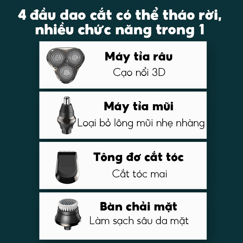 (Hàng Mới Về) Máy Cạo Râu Đa Năng Kensen Chống Thấm Nước Ipx6 4 Trong 1 Cho Nam