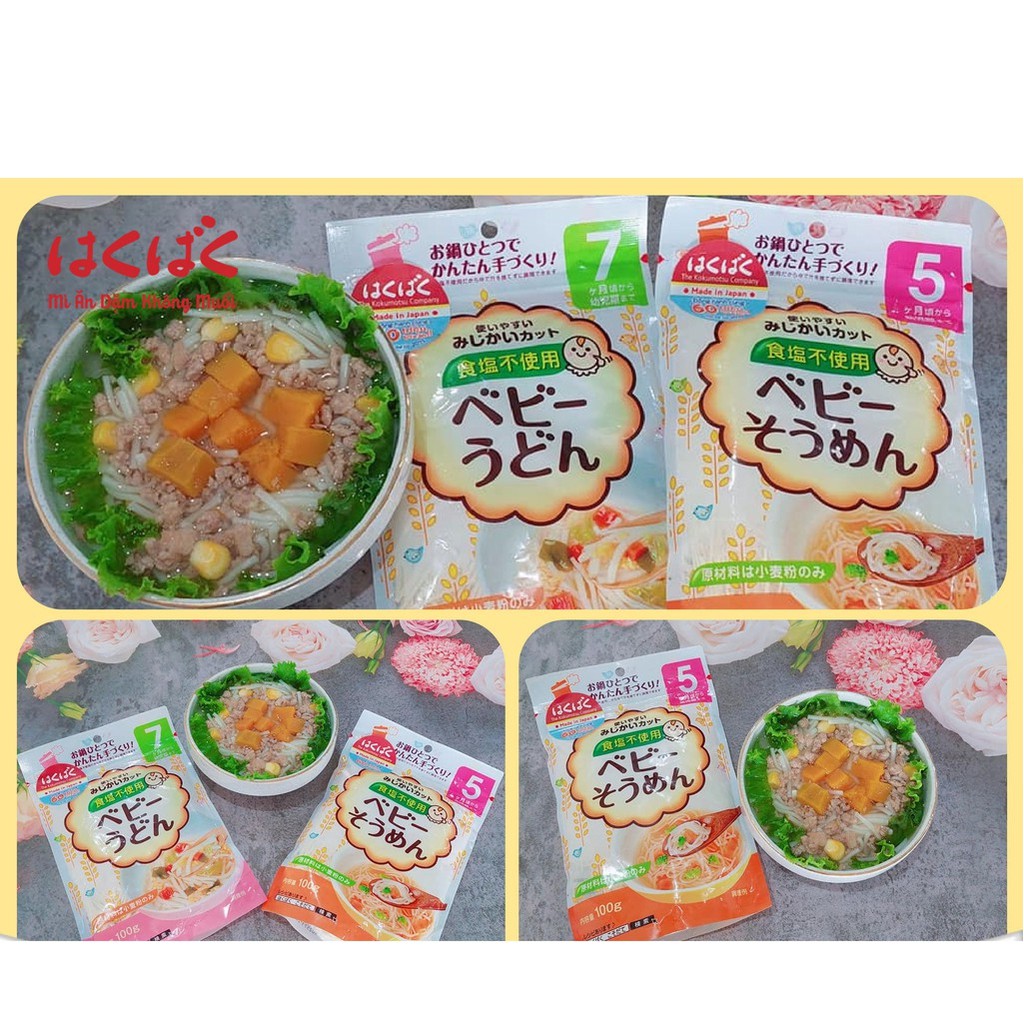 Mỳ ăn dặm somen/udon/spaghetti Hakubaku gói 100gr