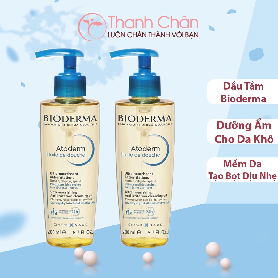 Dầu tắm làm dịu Bioderma Atoderm Huile De Douche 200ml dưỡng ẩm dành cho da khô, da nhạy cảm