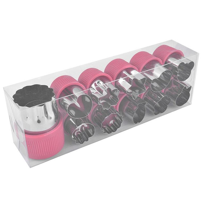 Set 12 khuôn cắt thép không gỉ tiện dụng tạo hình hoa / trái cây trang trí bánh