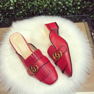 Sale sz 36 sục đỏ da mờ gót vuông hàng qc fullbox
