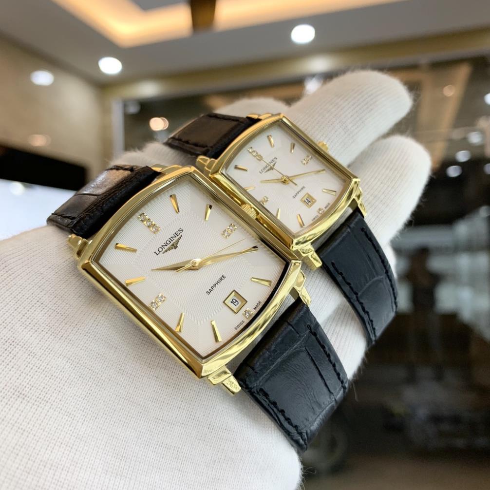 Đồng Hồ CẶP LongineS Sapphire LG025A TRẮNG Chống Xước, Chống Nước TUYỆT ĐỐI