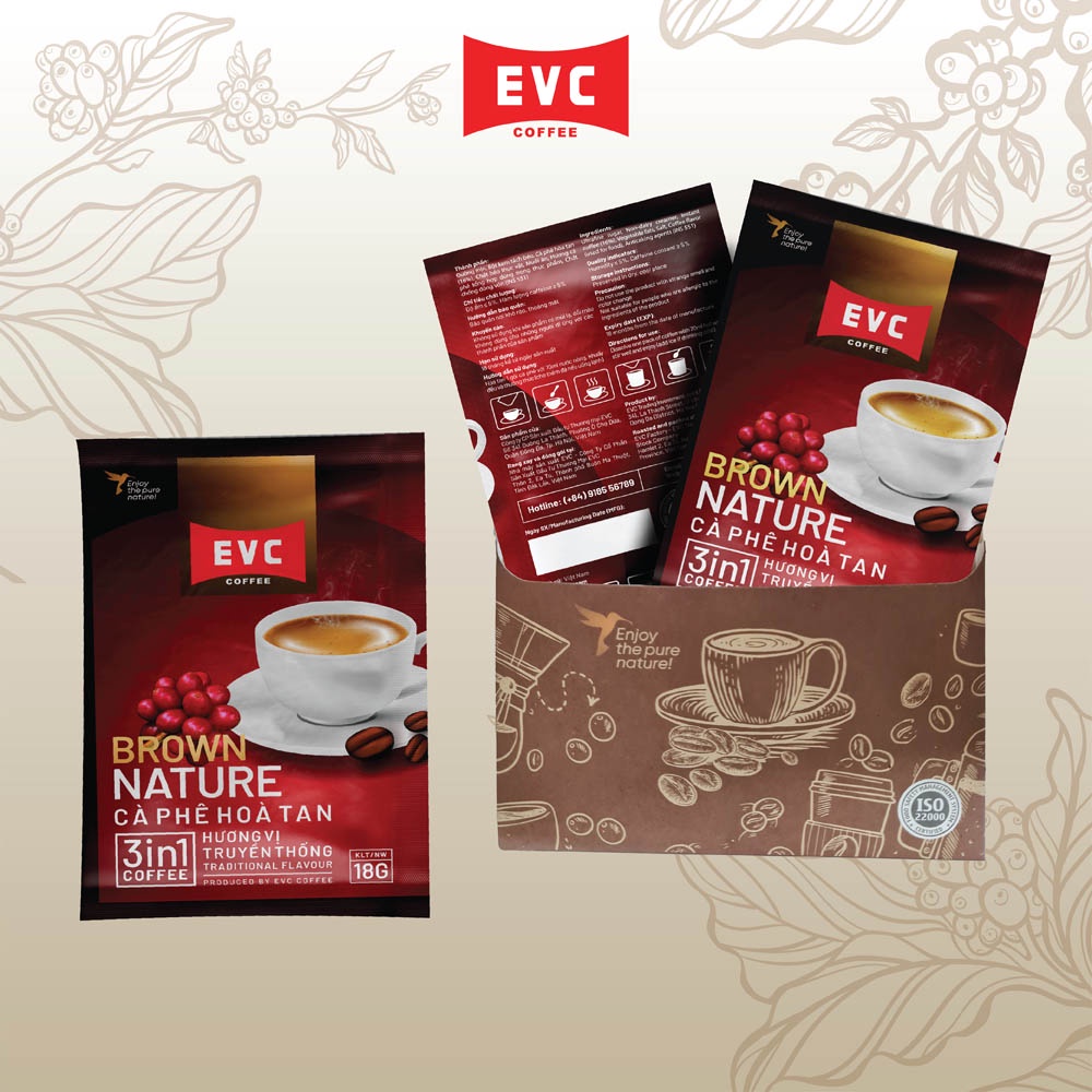 Cà phê hòa tan 3in1 - EVC Brown Nature - Vị đậm