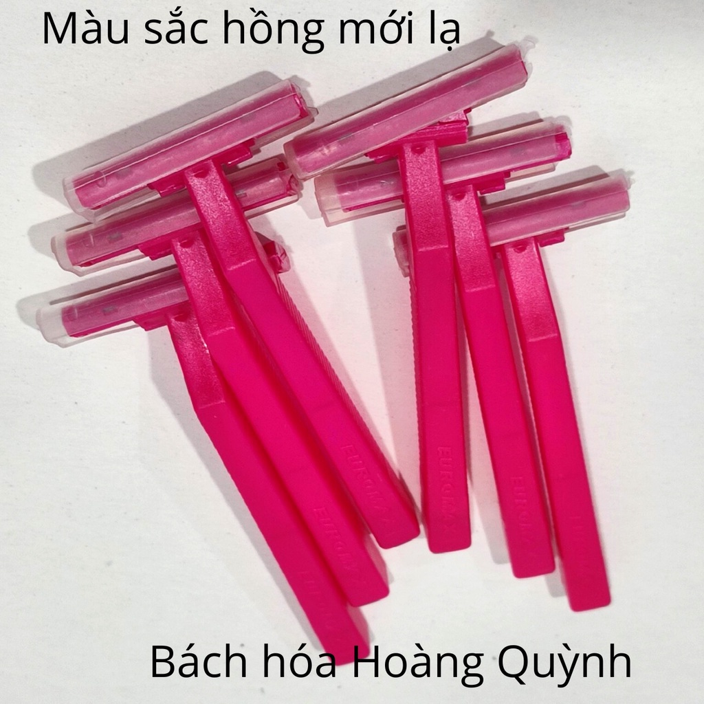6 cái dao cạo râu hồng EUROMAX 2 lưỡi.