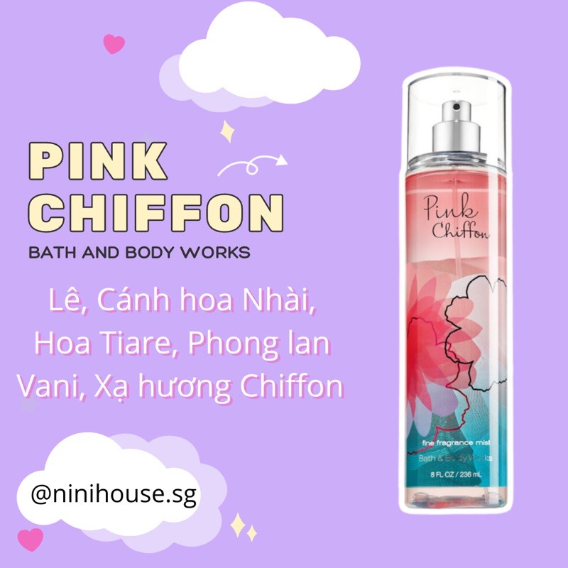 [MÙI NGỌT] Xịt thơm body mist Bath and Body Works mùi Pink Chiffon | WebRaoVat - webraovat.net.vn