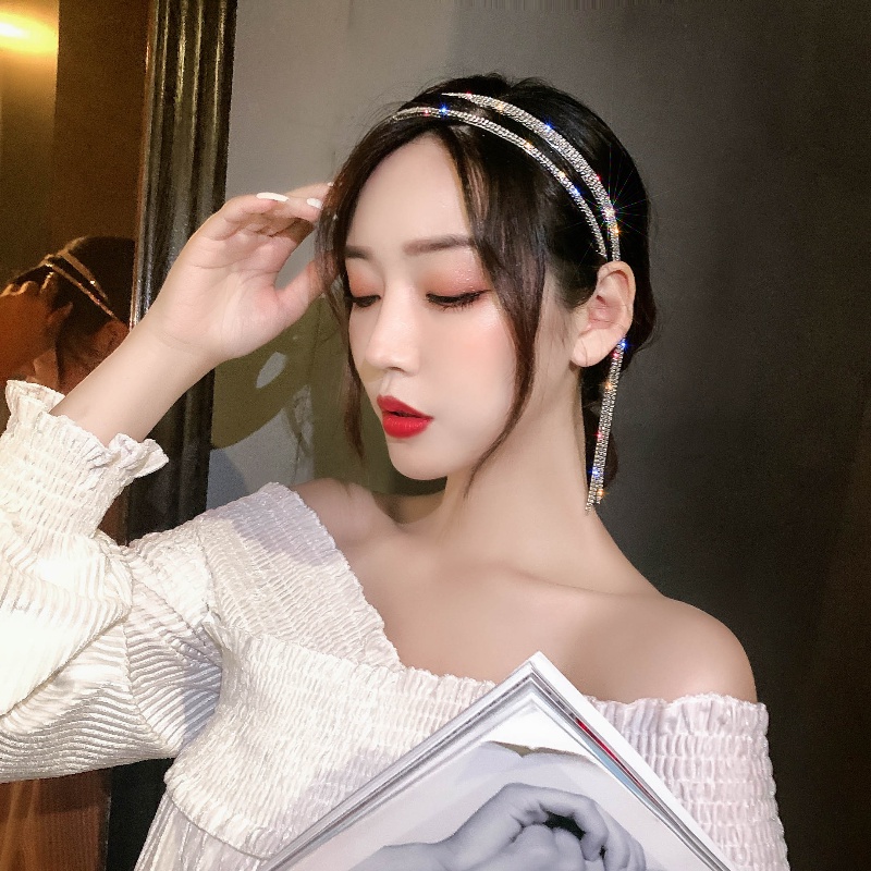 Cài tóc phối tua rua đính đá phong cách Hàn Quốc 2021