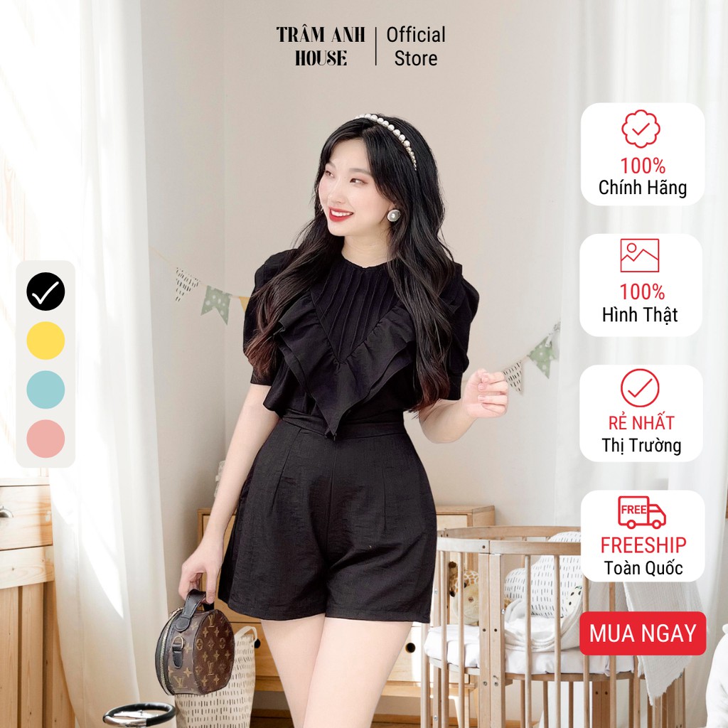 Set đồ nữ cá tính đi chơi, đi học, sang chảnh mùa hè, Đồ bộ nữ cổ bèo chất Đũi Cotton mát mẻ S395
