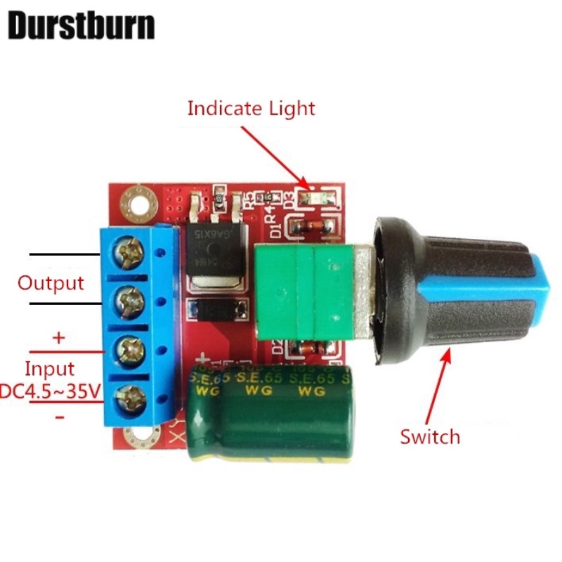 Mô Đun Điều Khiển Tốc Độ Động Cơ Mini 5a 90w Pwm DC-DC 4.5v-35v 12v 24v