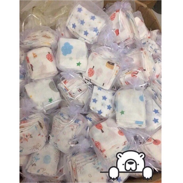 Set 10 khăn sữa aden hình (túi lụa)