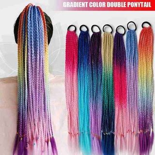 Tóc giả thắt bím màu gradient thời trang dành cho nữ