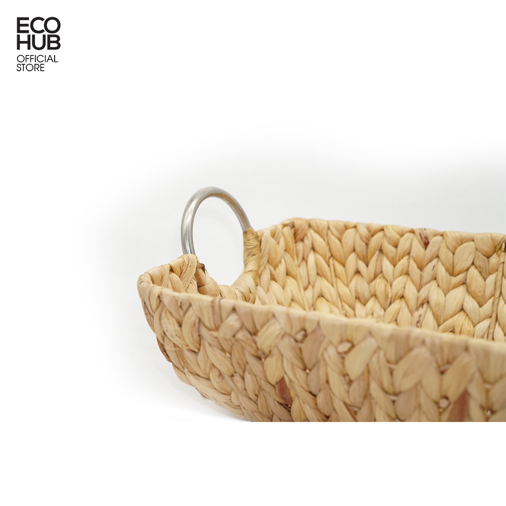 Giỏ lục bình đựng đồ khung sắt ECOHUB có tay cầm (Water Hyacinth Basket With Handle)
