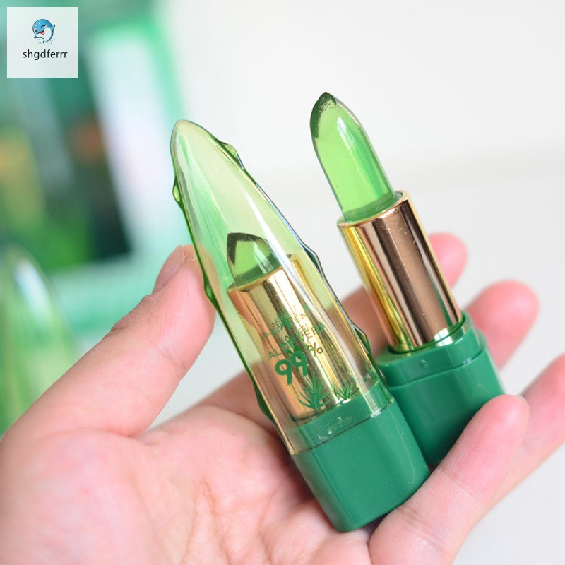 #Sản phẩm trang điểm# Natural Aloe Gel Jelly Lipstick Temperature Changed Waterproof Nourishing Lip Balm Long Lasting Moisturizer Lips Makeup