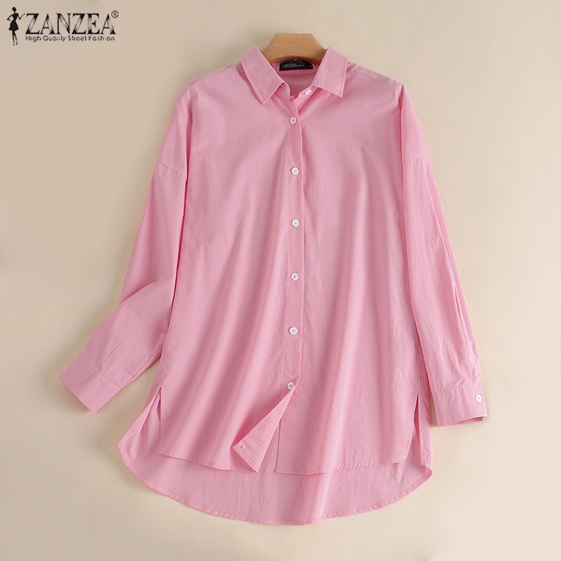 Áo sơ mi ZANZEA dài tay form rộng xẻ tà phong cách đường phố thời trang